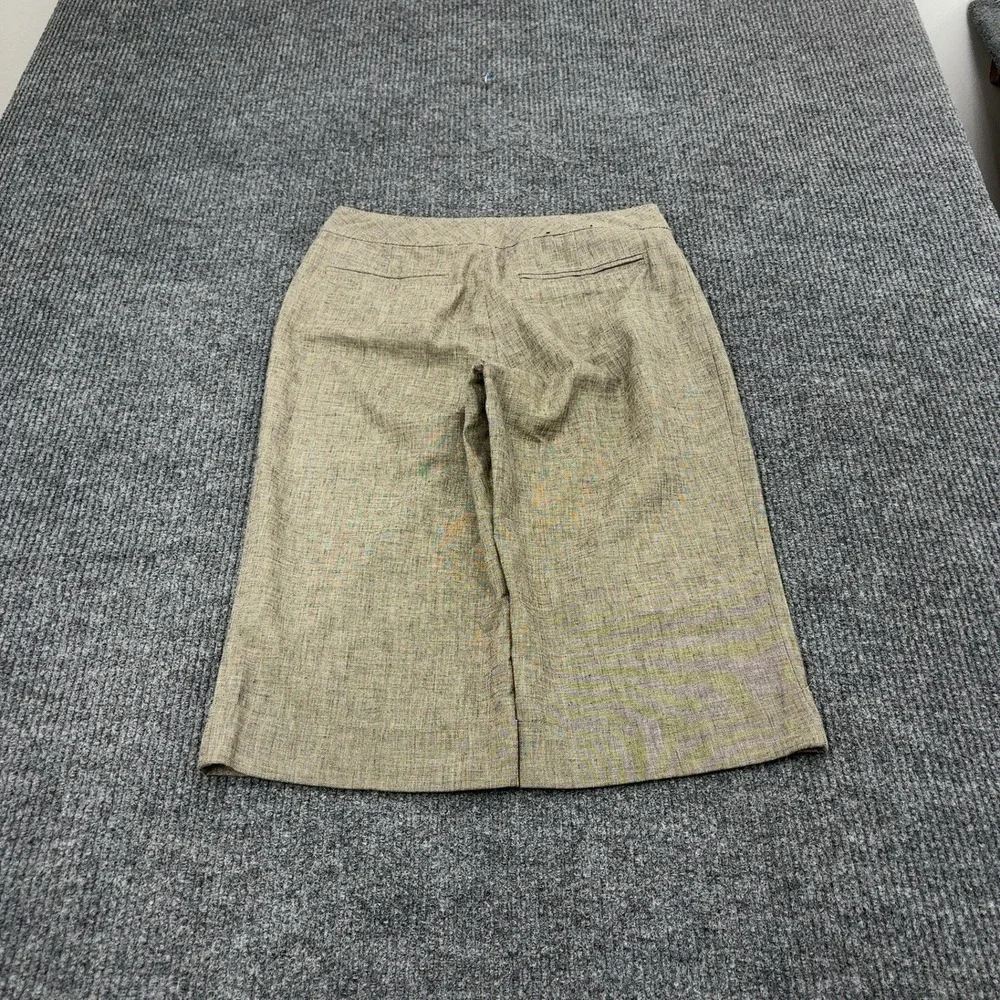 Banana Republic Cropped Pants Womens 4 Brown Cotton Linen Blend Wide Leg Career